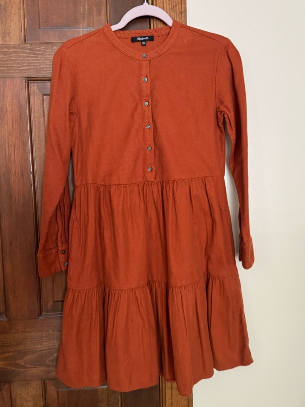 Madewell Rust Orange Tiered Button-Front Kids Dress